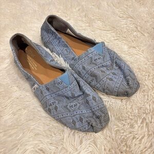 Toms Classic Cornflower Blue Forest Tribal Canvas Woman’s 9.5
